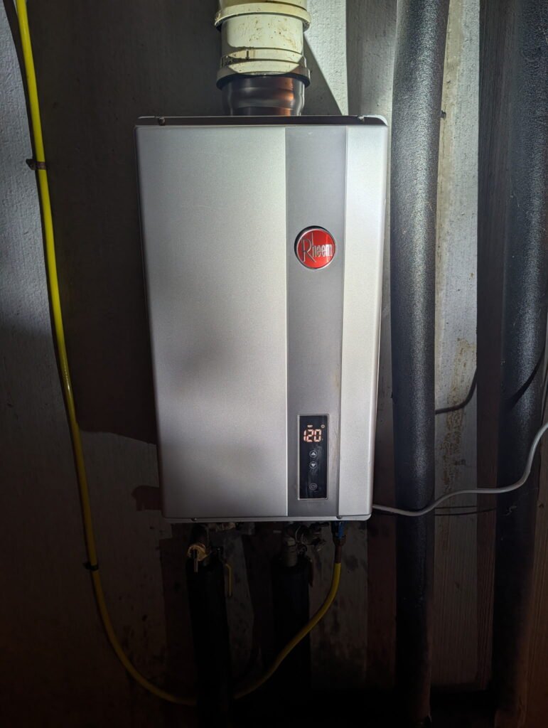 Tankless water heater replacement completed by Tidewater Plumbing Co. in Goldsboro, NC